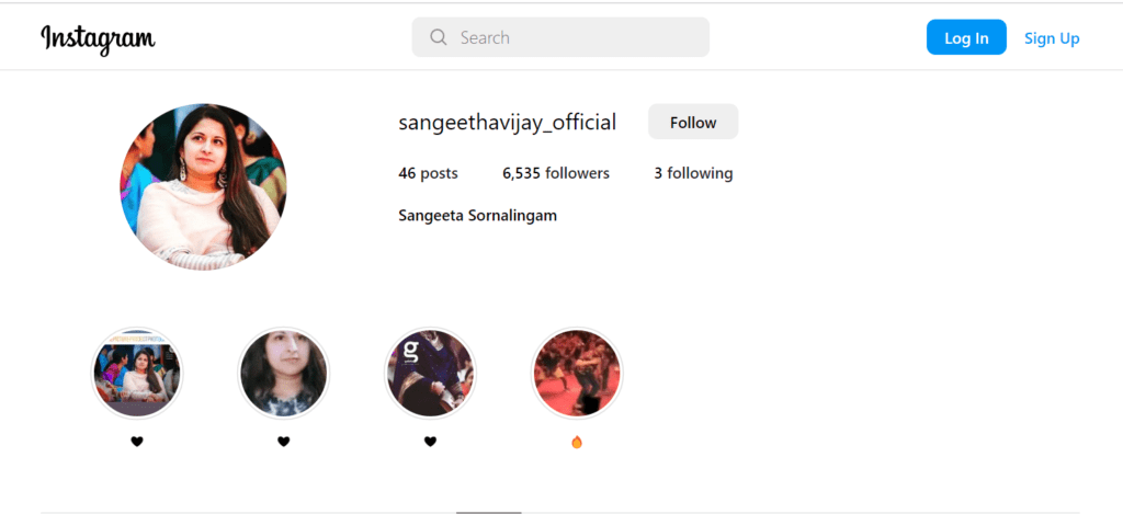 Sangeeta Sornalingam Instagram